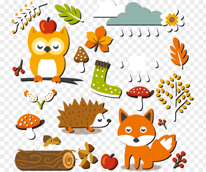 Fall Forest Elements Stickers Vector PNG