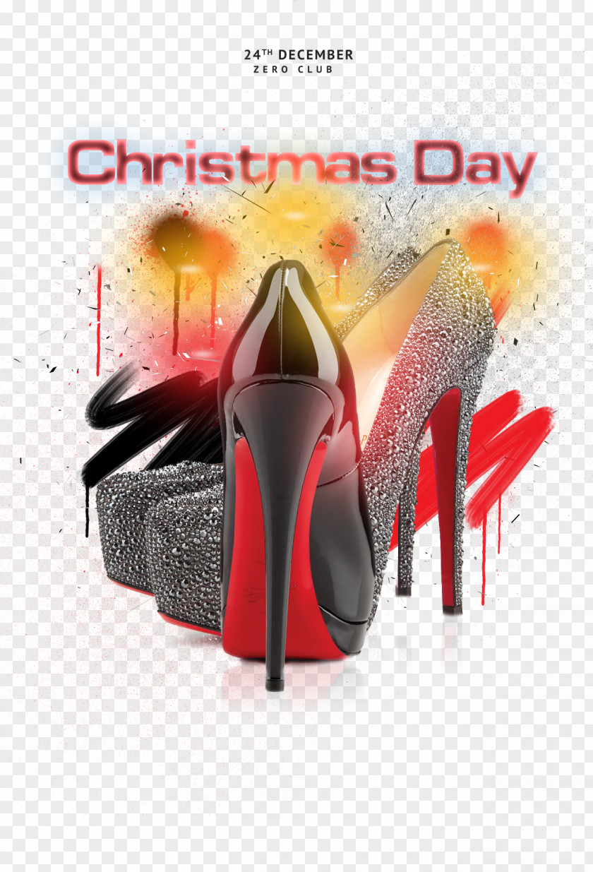 Christmas Creative Black High Heels High-heeled Footwear Poster Flyer PNG