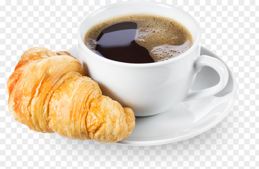 Coffee Cup Croissant Tea Breakfast PNG