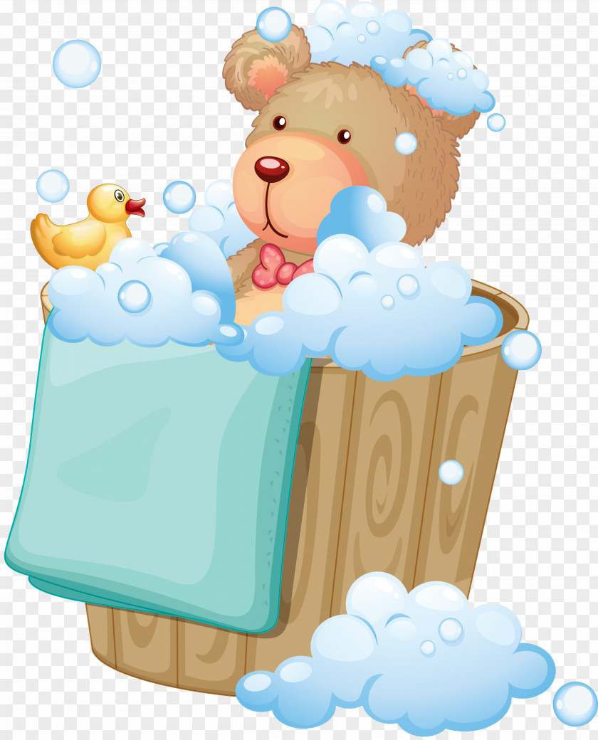 Bear Cartoon Bath Hot Tub Bathroom Bathtub Illustration PNG