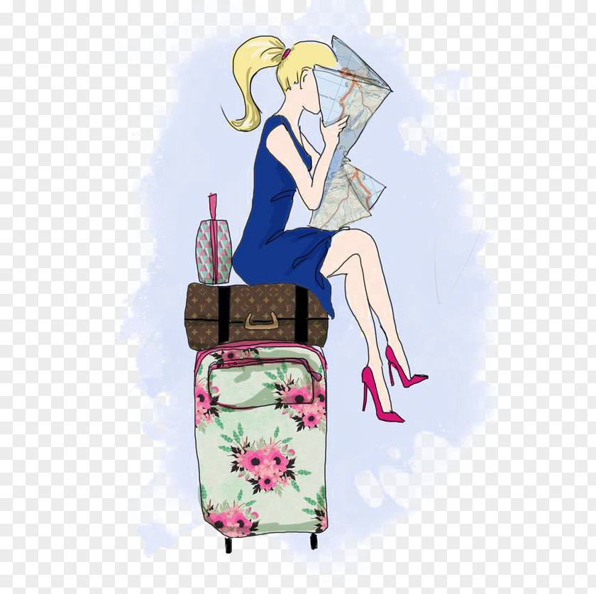 Travel Suitcase Drawing Illustration PNG