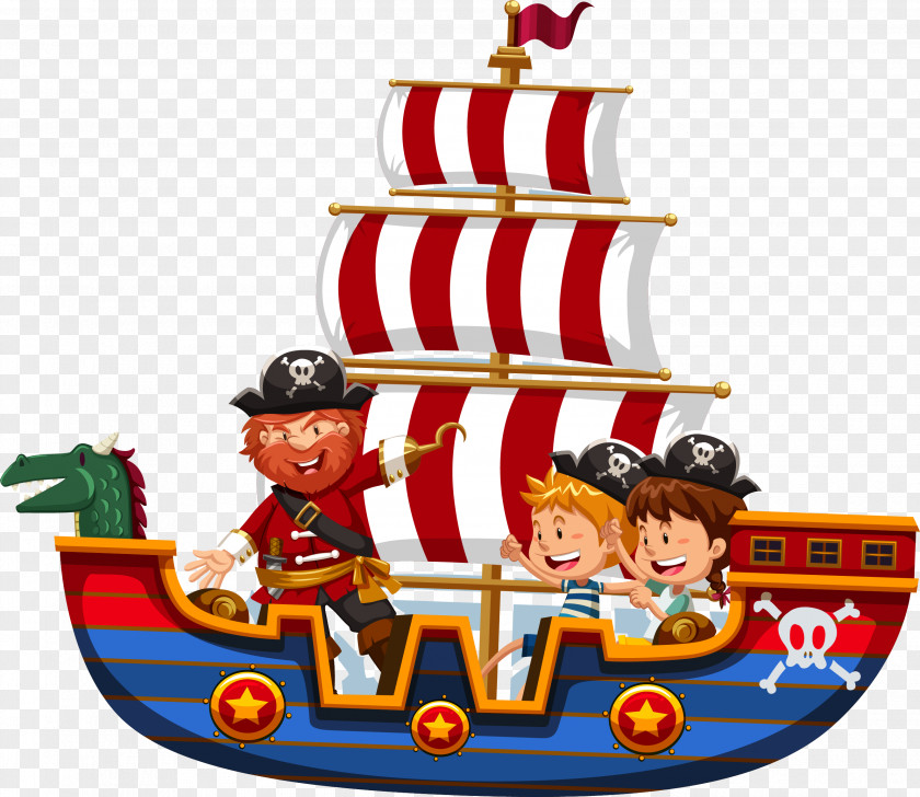 Vector Hand Painted Pirate Ship Piracy Royalty-free Stock Illustration PNG