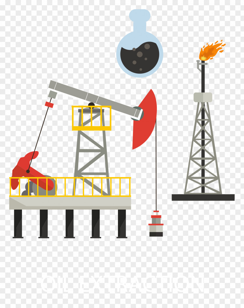 Vector Illustration Building Flat Oil Petroleum Well PNG