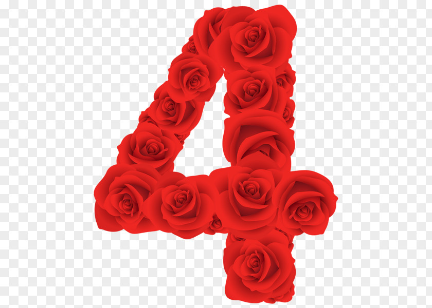 Red Roses Four Number PNG Number, number 4 roses illustration clipart PNG