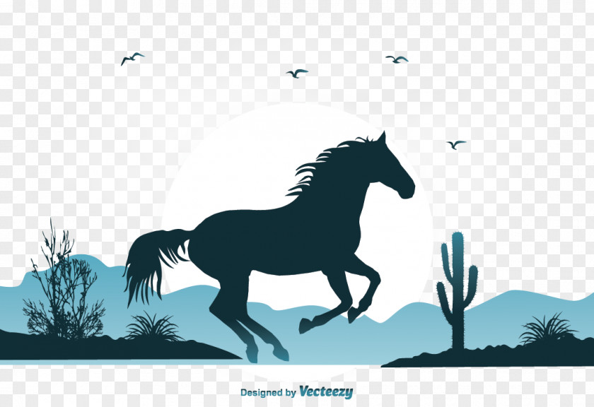 Cactus Horse Mustang Pony Wild Illustration PNG