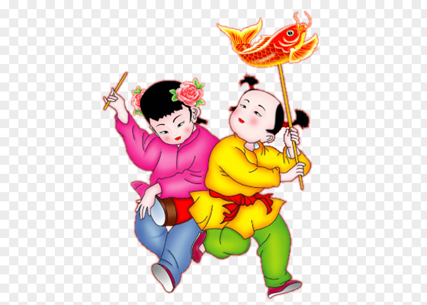 Festive Fuwa Lucky Boy Chinese New Year Clip Art PNG