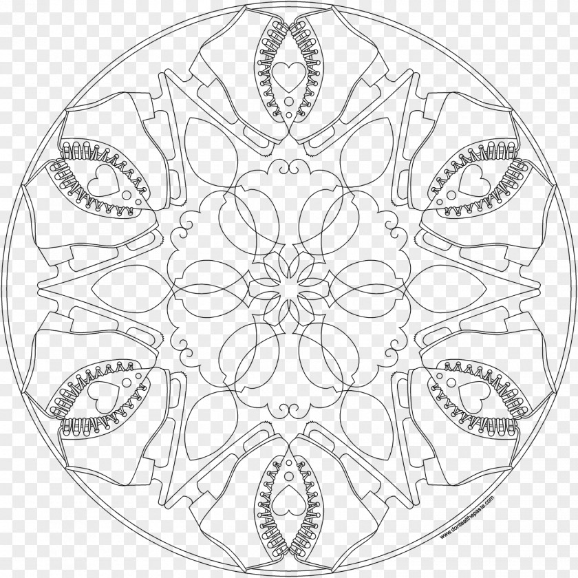 Hollow Mandala Coloring Book Line Art PNG