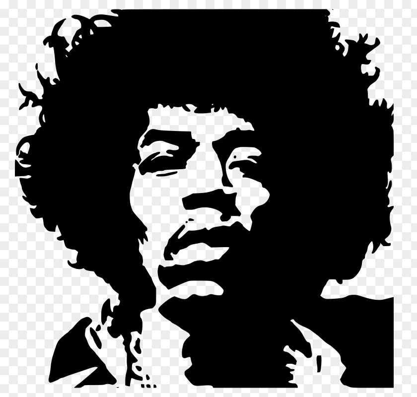 Jimi Hendrix Stencil Guitarist Art Music PNG Music, Silhouette clipart PNG