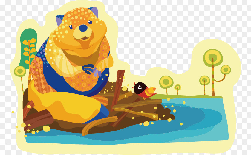 Bear Playing At The Beach Child Cartoon Watercolor Painting Illustration PNG