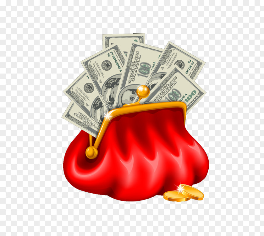 Red Purse Money Bag Coin Clip Art PNG