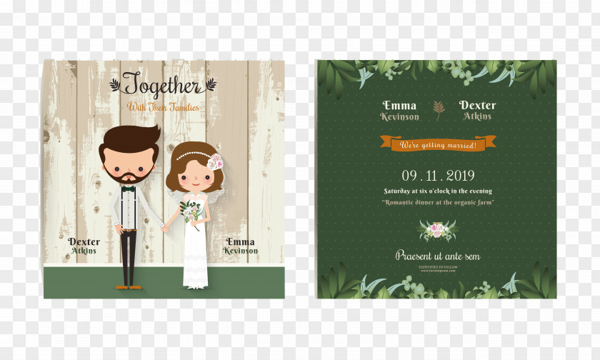 Exquisite Cartoon Wedding Invitation Design Vector Material Bridegroom Illustration PNG