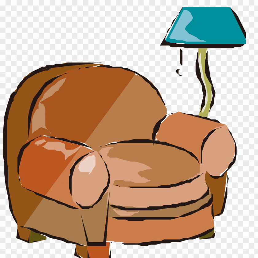 Painted Brown Seat Table Couch Furniture Illustration PNG