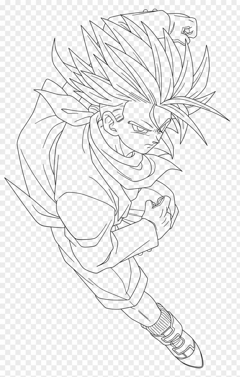 Trunk Flagged Line Art Trunks Gohan Goku Drawing PNG