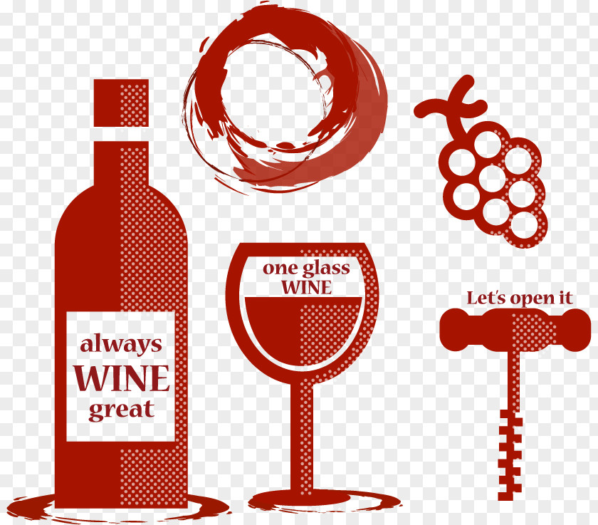 Hand-painted Elements Vector Red Wine Bottle PNG