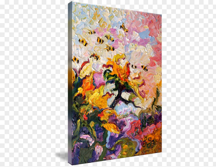 Oil Paint Floral Design Acrylic Painting PNG