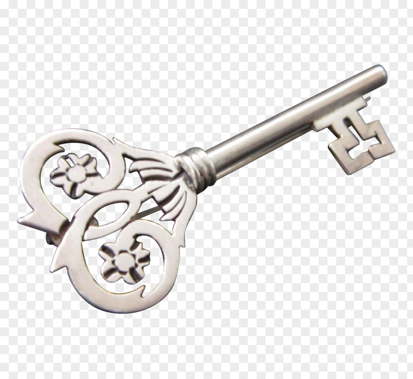 Silver Sterling Brooch Key Pin PNG