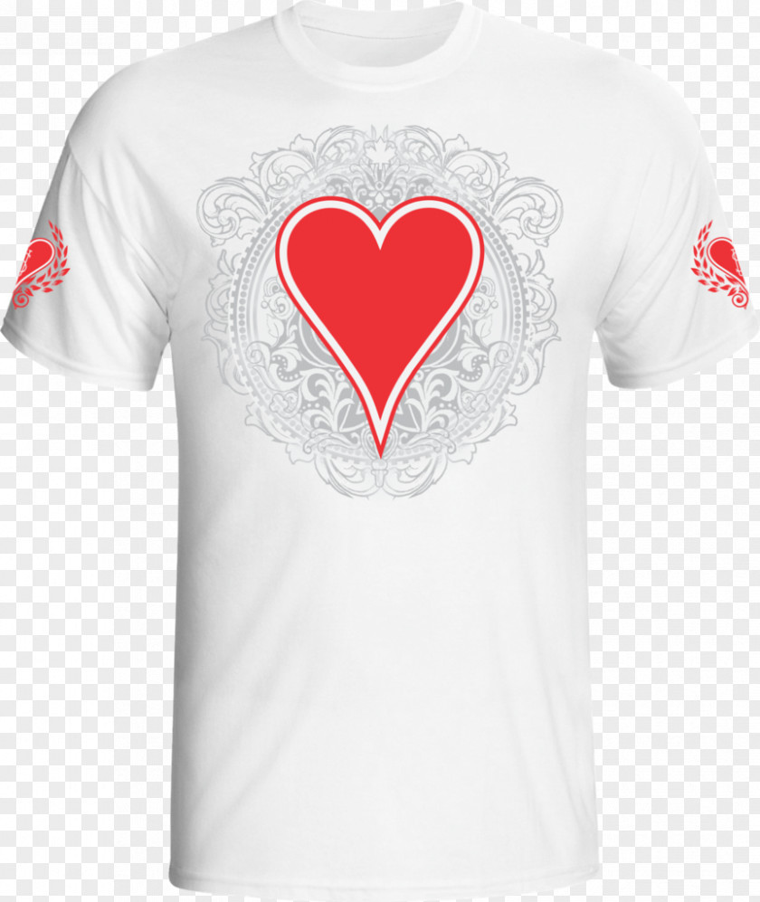 Heart-shaped Tattoo T-shirt White Red Sleeve PNG