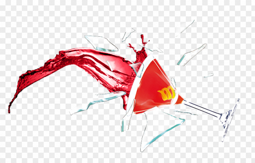 Red Cocktail Glass Debris Decoration Pattern PNG