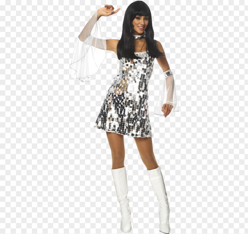 Dress 1970s In Western Fashion Sequin Costume Disco PNG