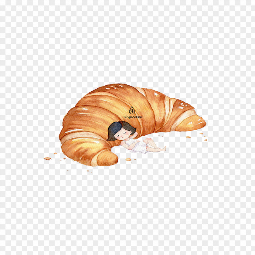 Hand-painted Croissants Croissant Bread Cartoon PNG