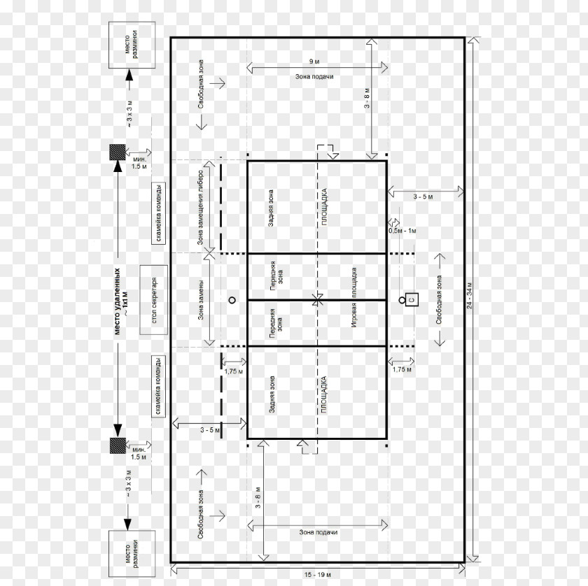 Volleyball Floor Plan Technical Drawing PNG