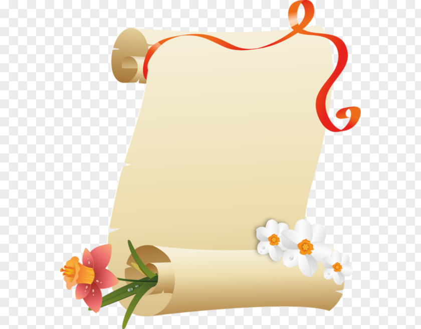Hand-painted In White Flowers And Curly Ribbon Paper Love Parchment PNG