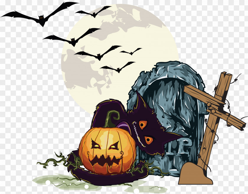 Cemetery Halloween Pumpkin Jack-o-lantern Clip Art PNG