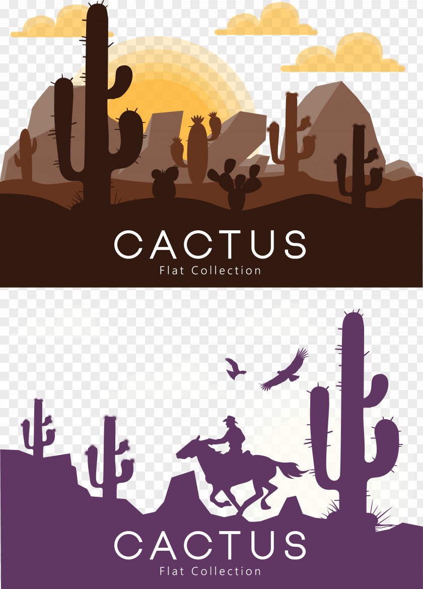Desert Cactus Landscape Graphic Design PNG