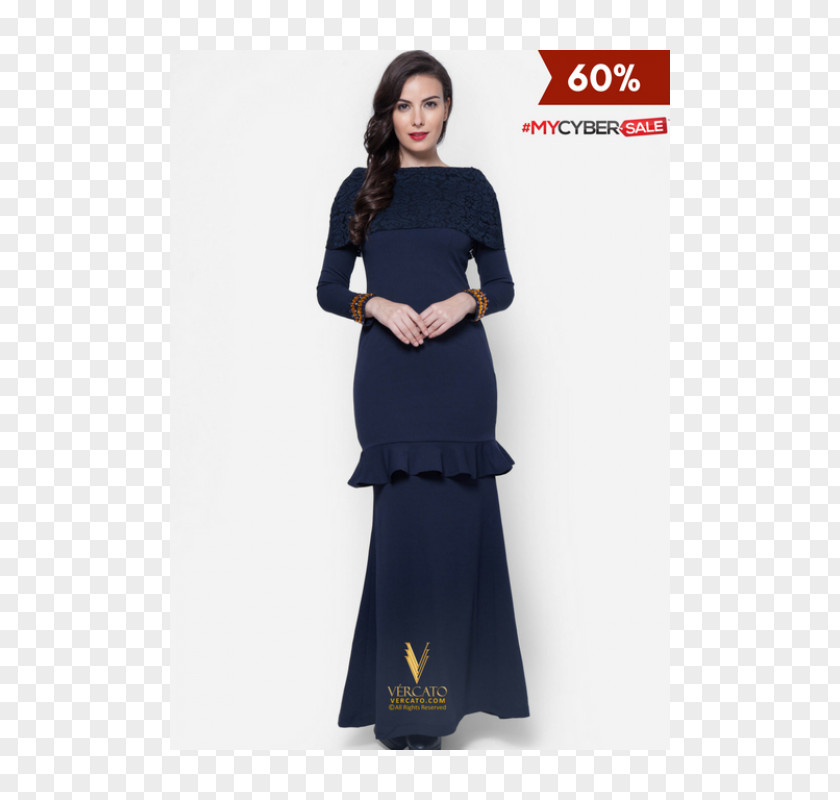 Dress Robe Baju Kurung Kebaya Navy Blue PNG