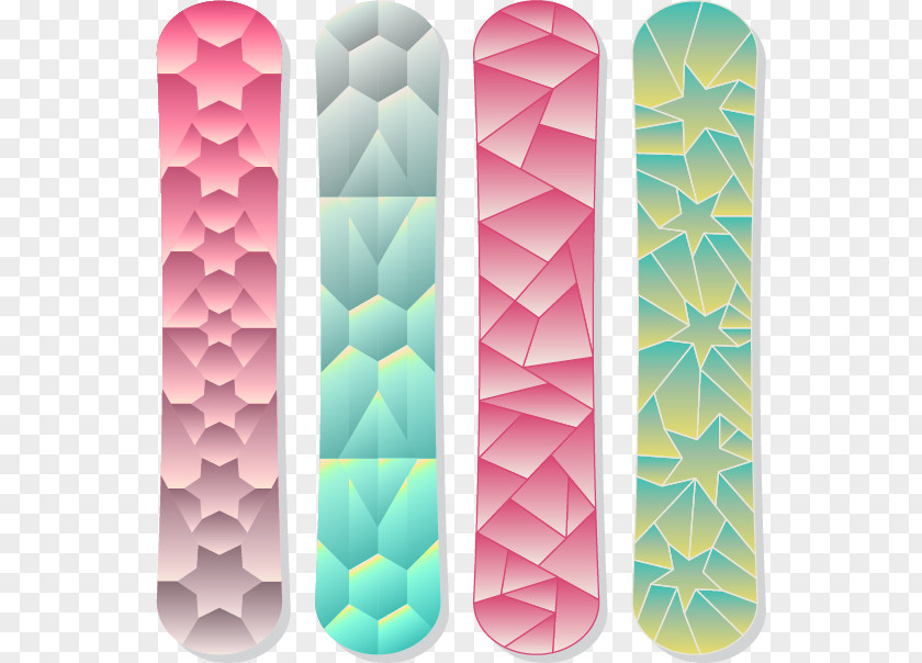 Gradient Colored Geometric Snowboard Snowboarding Ski Euclidean Vector PNG