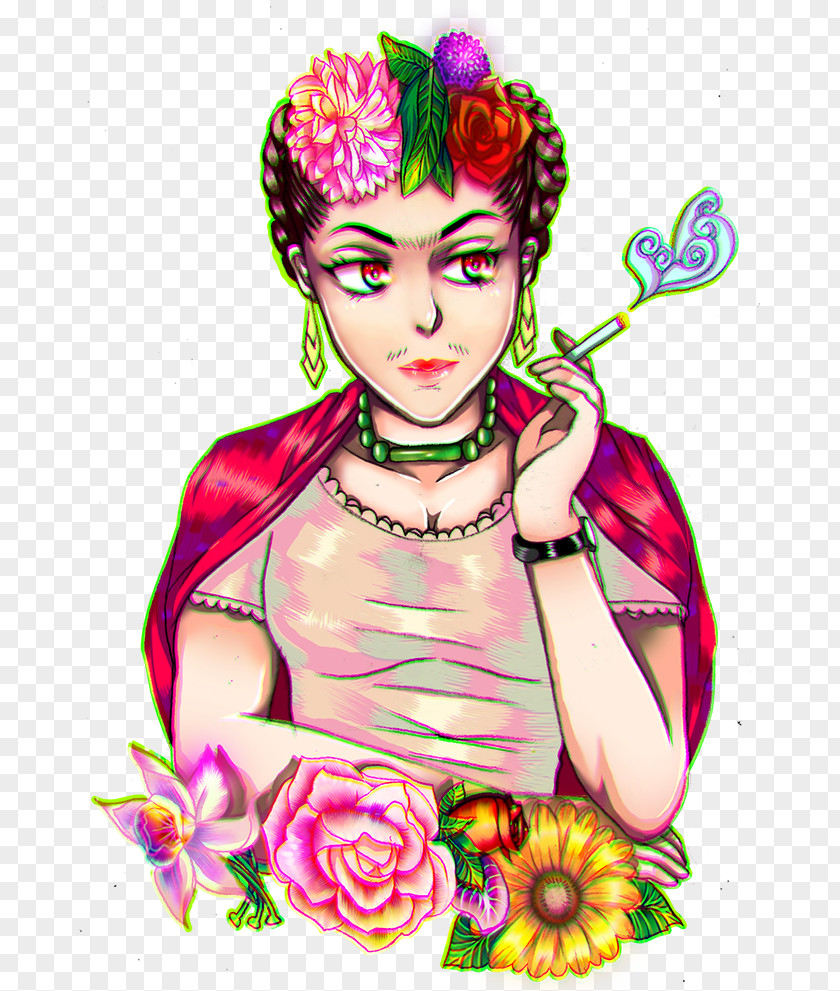 Illustration Style Hipster Frida Kahlo Drawing PNG