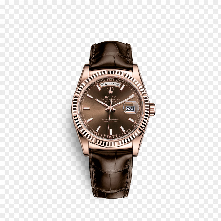 Rolex Day-Date Watch Leather Gold PNG