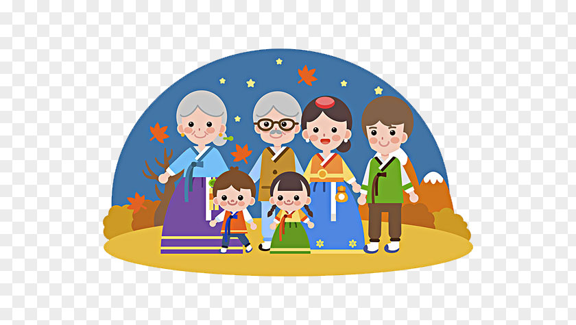 Hanbok One Family Cartoon Illustration PNG
