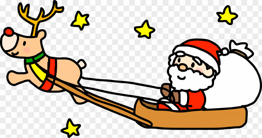 Santa Claus Reindeer Christmas Day Drawing Illustration PNG