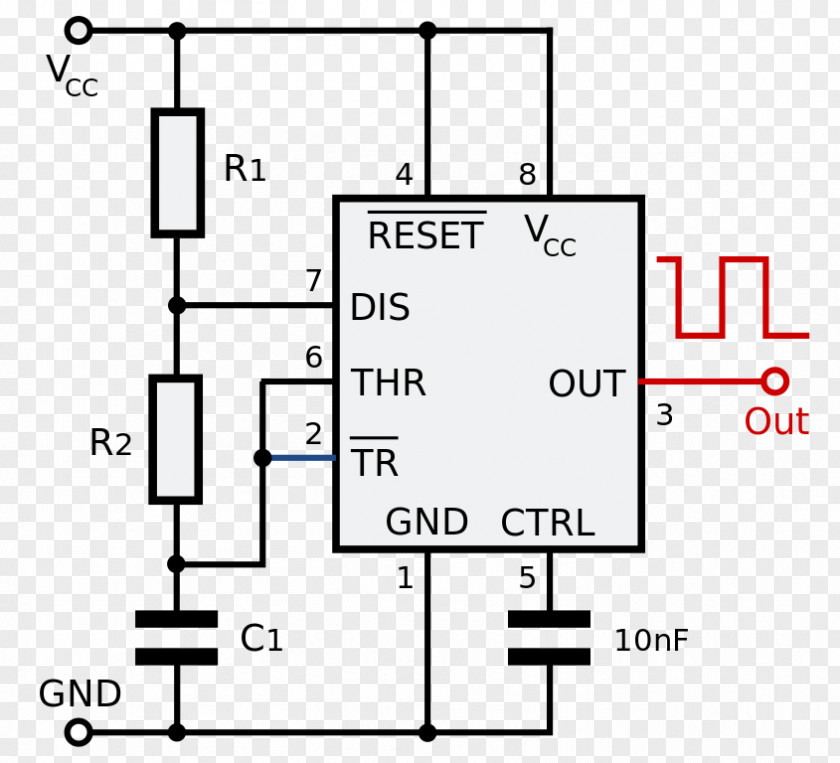 555 Timer IC Electronic Circuit Astable Multivibrator Integrated Circuits & Chips PNG