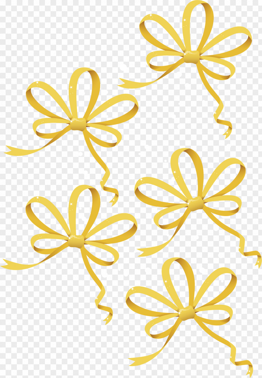 Golden Flower Ribbon PNG