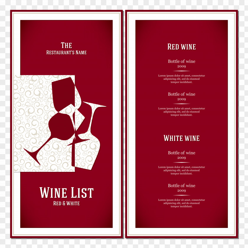 Vector Drinks Menu Design Red Wine Cafe List PNG