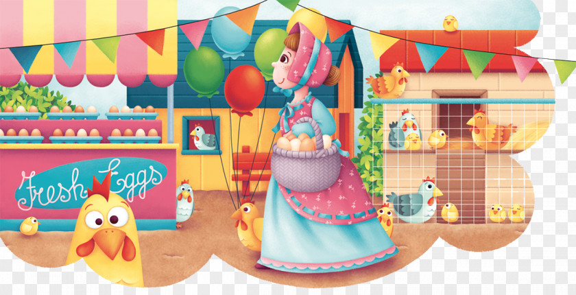 Collect Eggs Chicken House Woman Illustration PNG