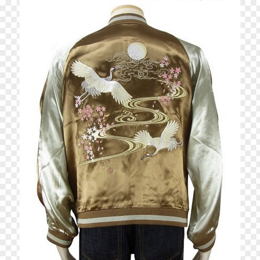 Crane Souvenir Jacket Sakura Cherry Blossom PNG