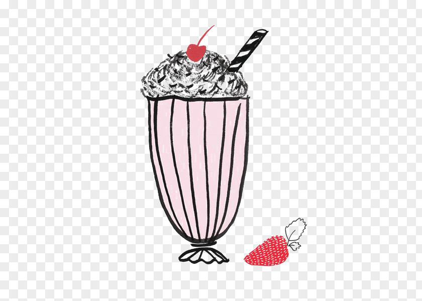 Hand-painted Ice Cream Milkshake Drawing Illustration PNG