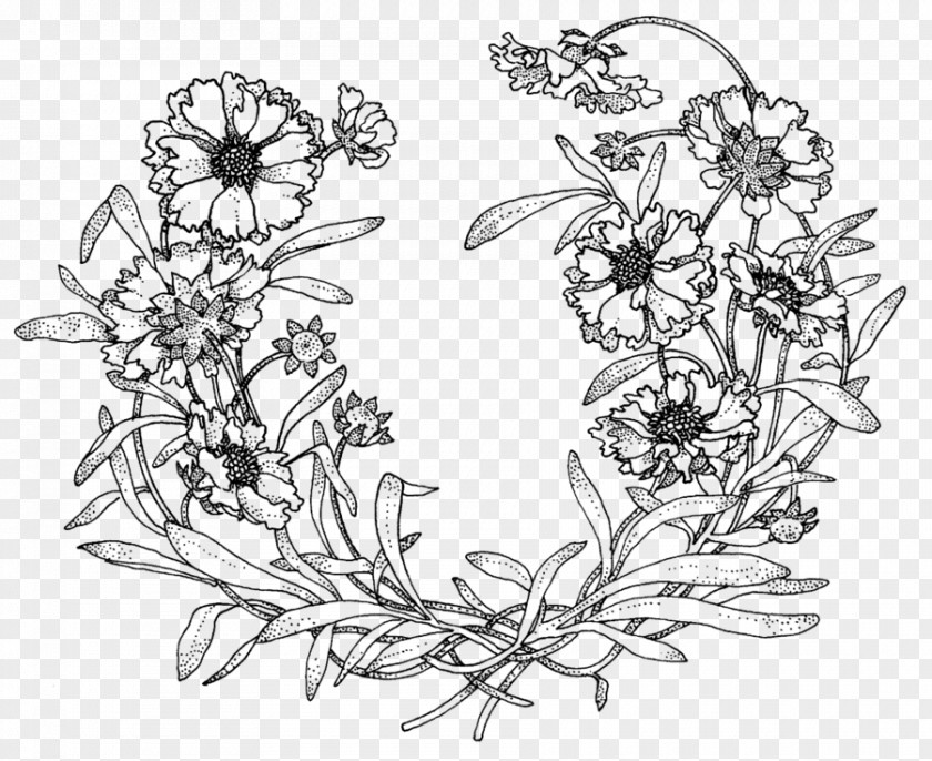 Pencil Drawing Floral Design Monochrome Sketch PNG