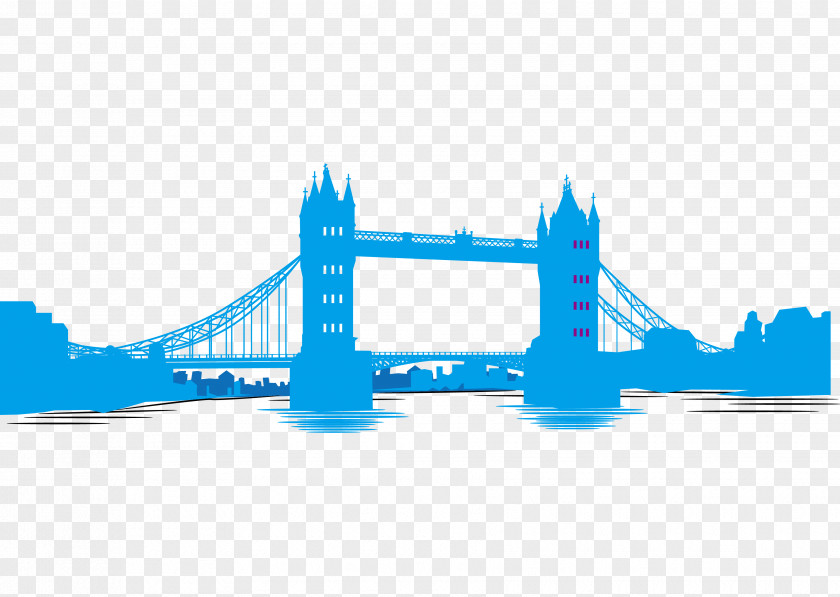 Blue Silhouettes Of London Tower Bridge Vector Millennium Bridge, Big Ben PNG