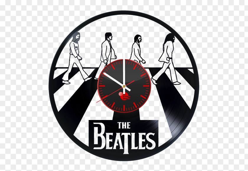 Large Vintage Wall Clock The Beatles Phonograph Record Vinyl Abbey Road PNG