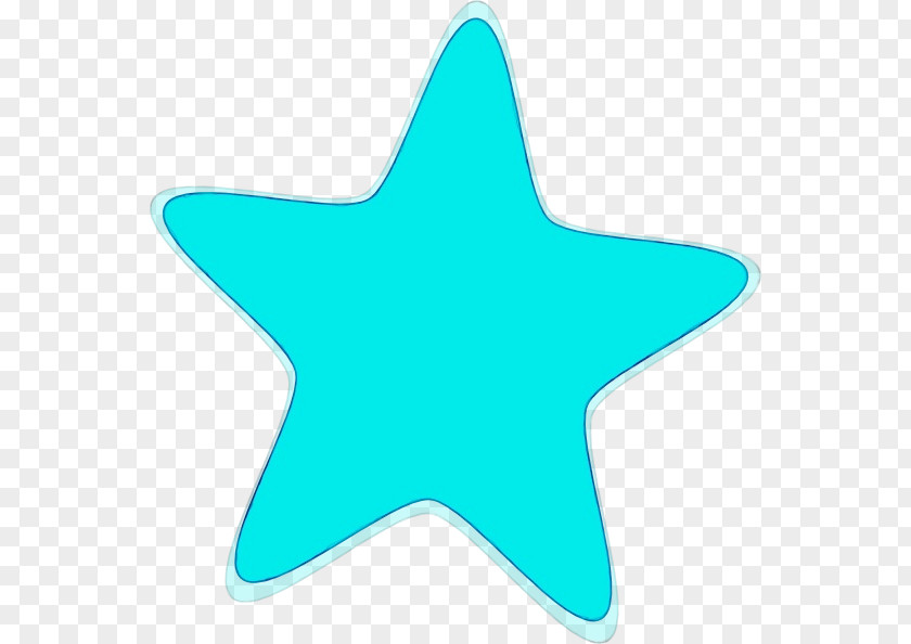 Electric Blue Teal Fish Star Turquoise Line PNG
