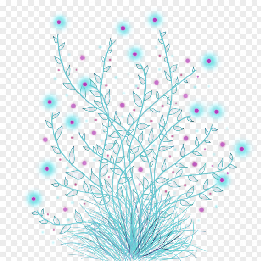 Twig Plant Aqua Pink Branch Pattern PNG