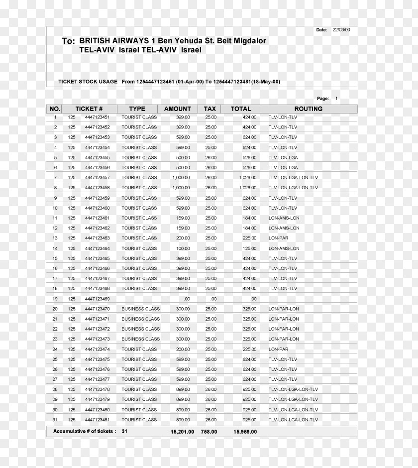 Airline Tickets Document Line PNG