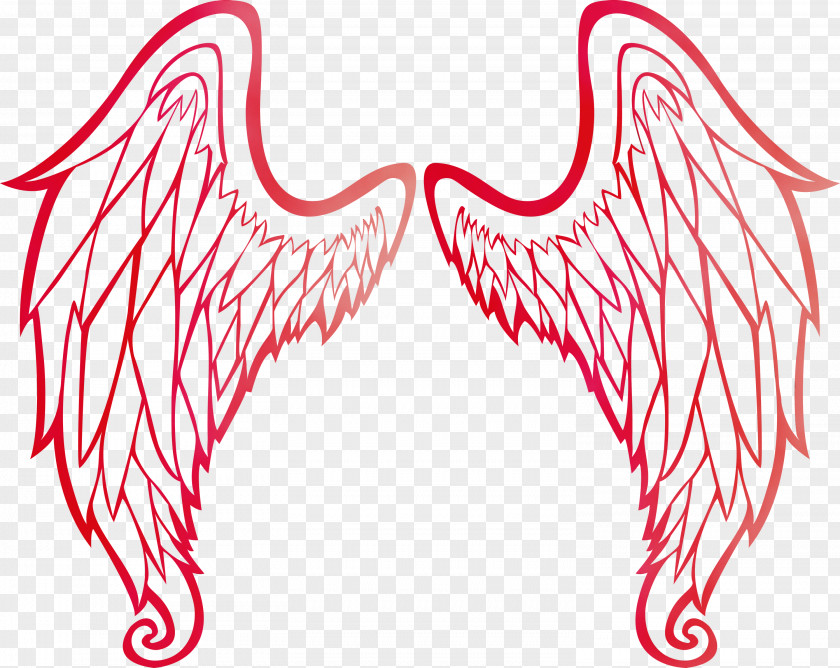 Wing Red Line Font Art PNG