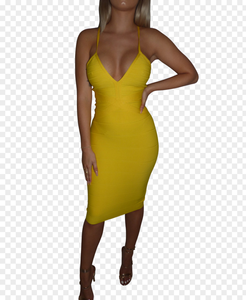 Dress Yellow Bandage Cocktail PNG