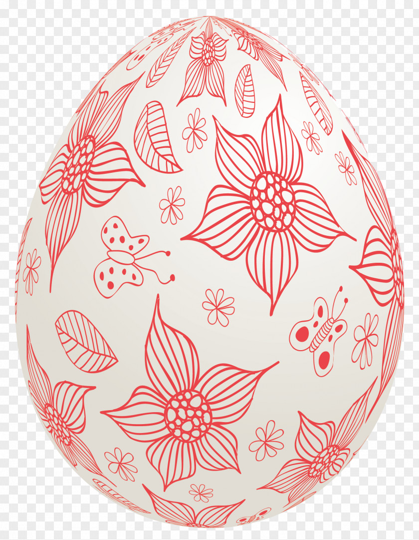 Easter White Egg With Red Flowers Clipart Picture Bunny Clip Art PNG