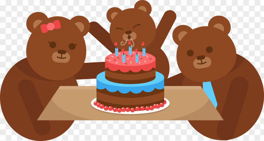 Vector Panda Bear Birthday Cake Greeting Card PNG